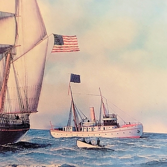 Wooden Storage/Jewelry/Stash Box with Ships 10.5" x 6.75" x 3" - Picture 4 of 12